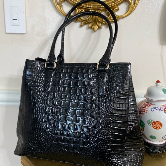 Brahmin Black Melbourne Croc Embossed Leather Tote - Picture 4 of 14